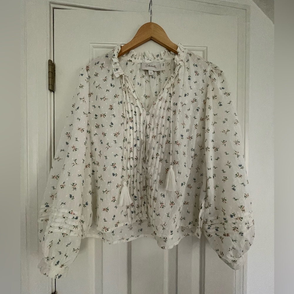 Cleobella Peasant Style Floral Cotton Blouse